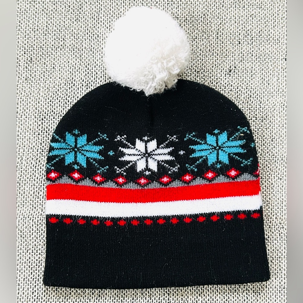 Kids Icelandic Pom-Pom Beanie Cotton Blend